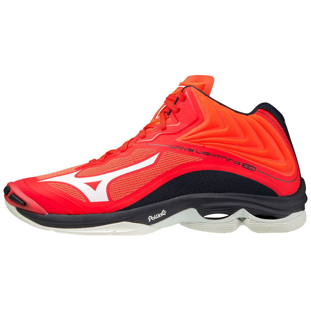 Scarpe Volley Mizuno Wave Lightning Z6 Mid Uomo - Arancioni/Bianche/Blu - 17350-XVLI